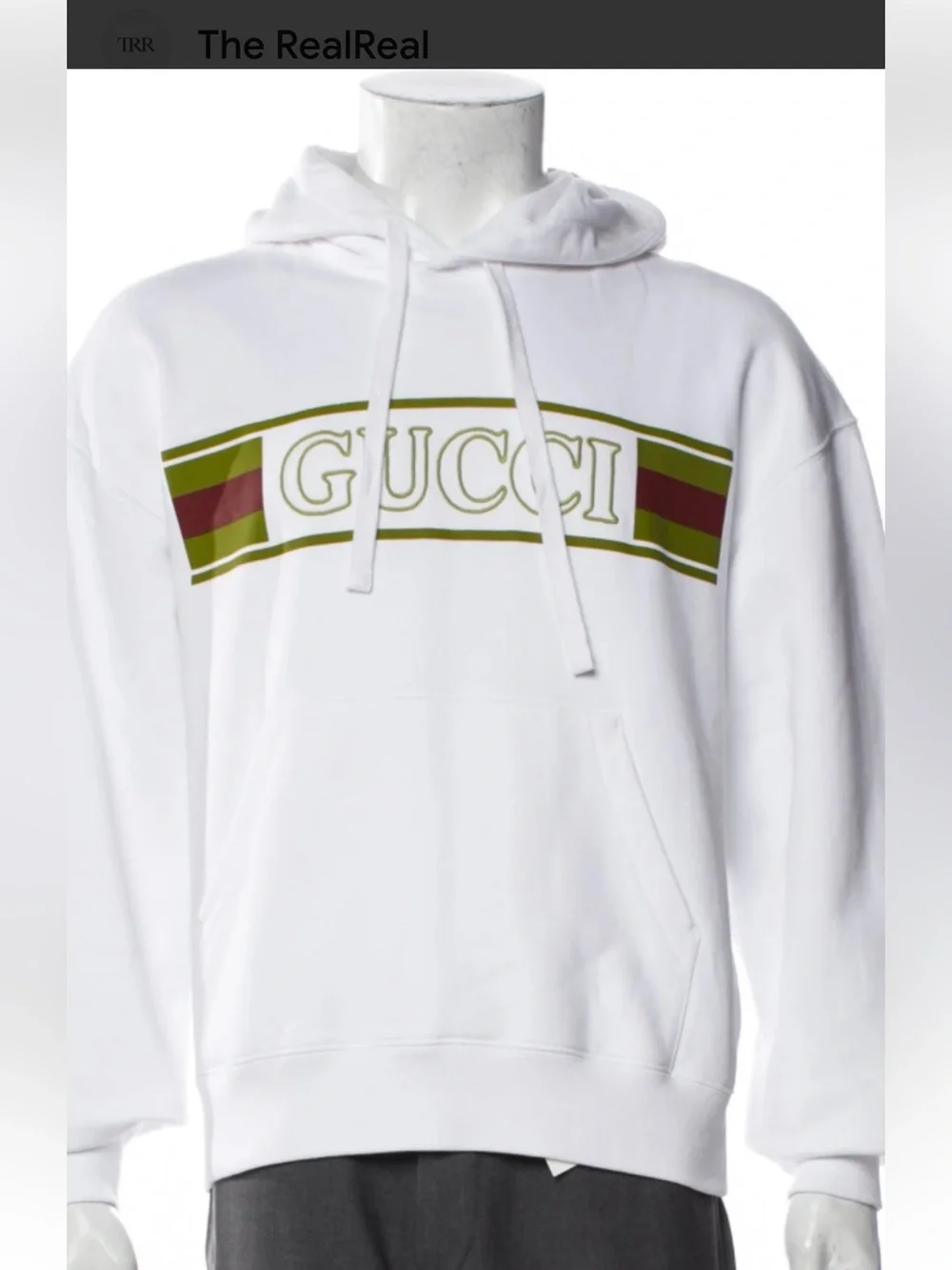 Men's Gucci cotton, hooded sweatshirt, green/red web stripe logo size large